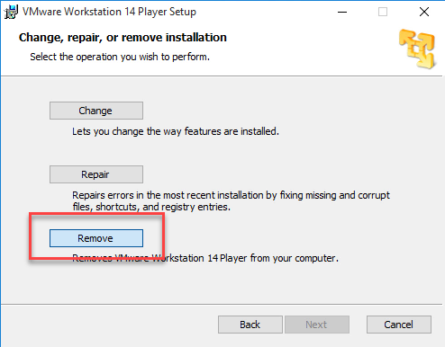 how to uninstall vmware player