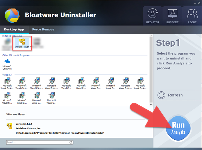 uninstall VMware Player Bloatware Uninstaller