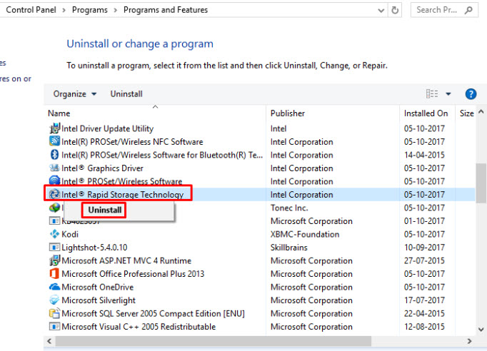 intel rste raid management utility