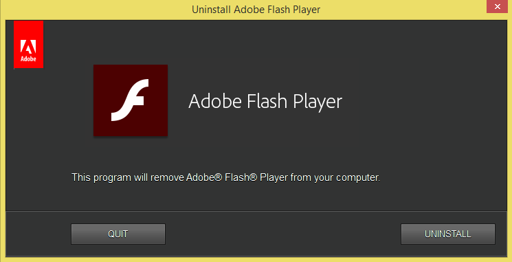 adobe uninstall flash player message