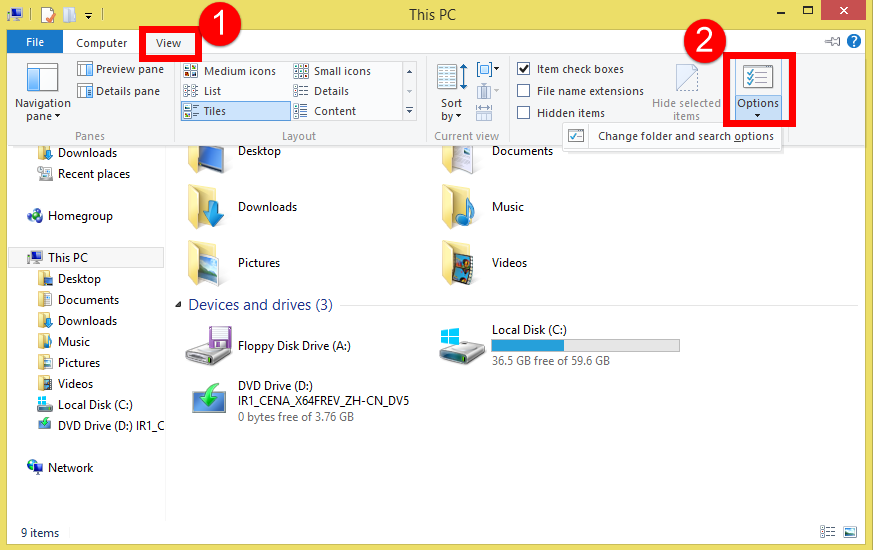 file explorer show hidden folders