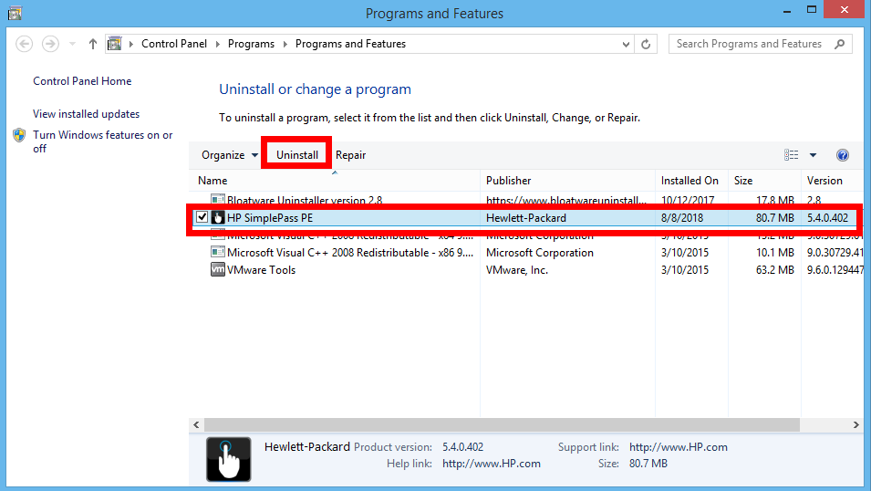 hp simplepass identity protection driver