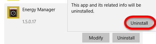 Have Problem to Uninstall Energy Manager 