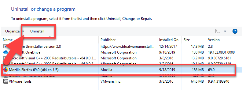 remove Mozilla Firefox