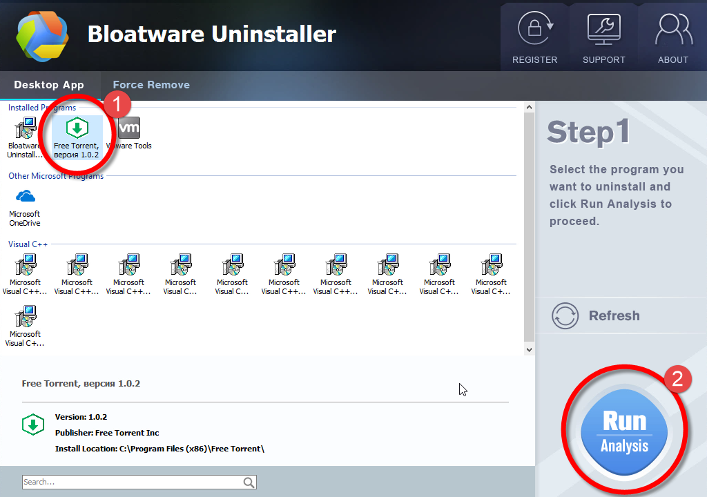 Remove Free Torrent with Bloatware Uninstaller