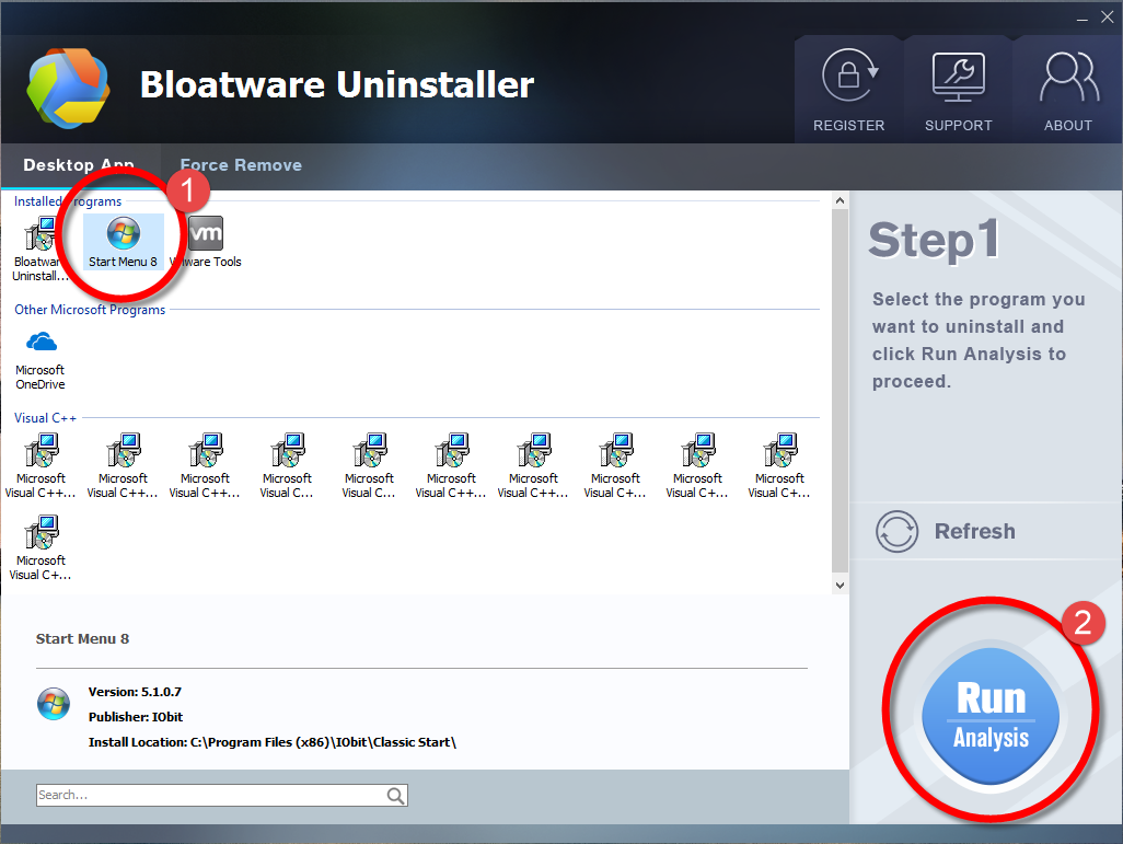 Remove Start Menu 8 using Bloatware Uninstaller