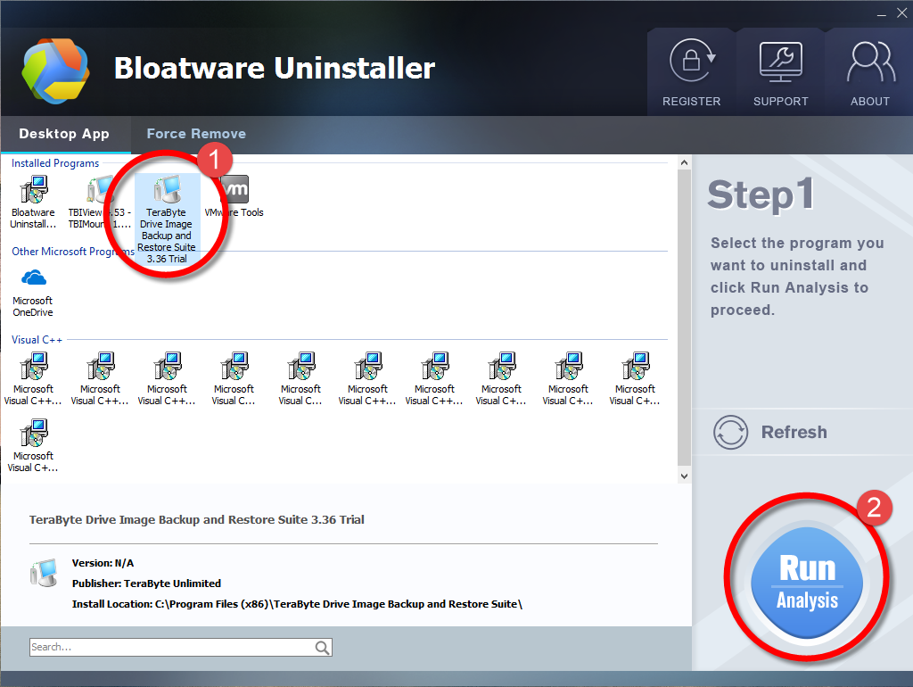 Remove TeraByte Drive Image Backup and Restore Suite with Bloatware Uninstaller.