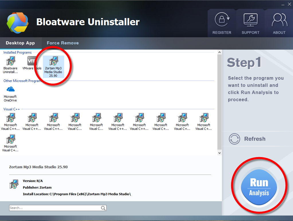 Uninstall Zortam Mp3 Media Studio with Bloatware Uninstaller