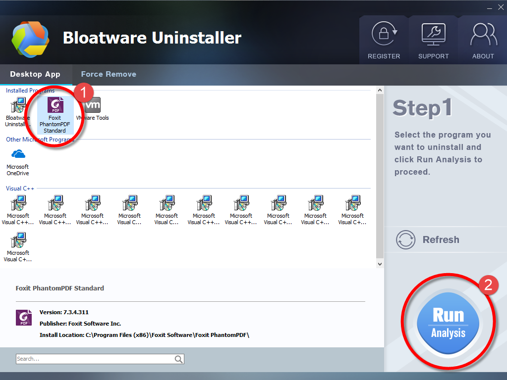 Remove Foxit PhantomPDF using Bloatware Uninstaller