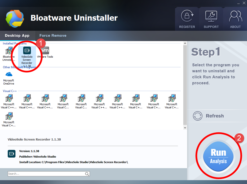 Remove VideoSolo Screen Recorder with Bloatware Uninstaller