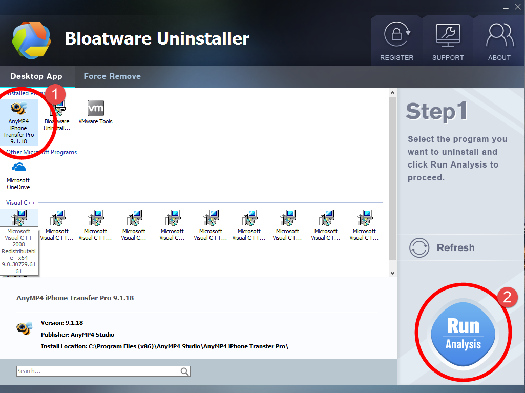 Remove AnyMP4 iPhone Transfer Pro with Bloatware Uninstaller