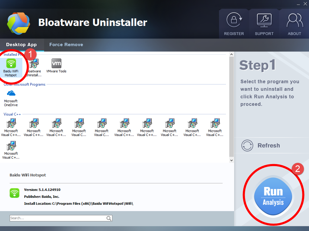 Remove Baidu WiFi Hotspot with Bloatware Uninstaller