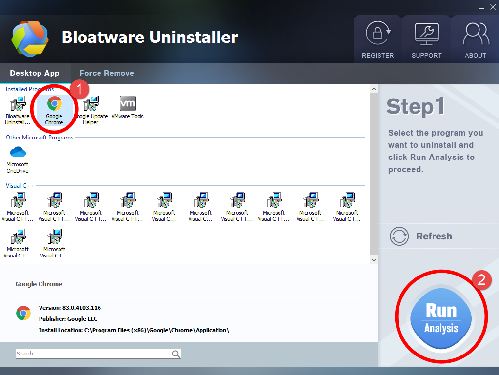 Remove Google Chrome with Bloatware Uninstaller