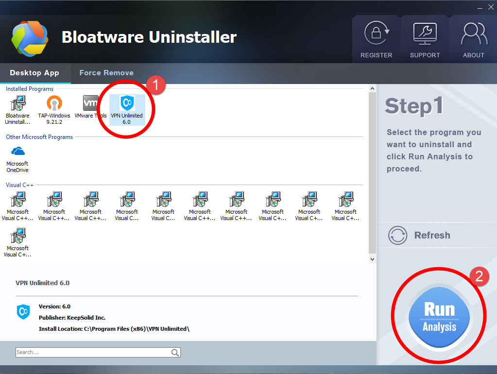 Remove VPN Unlimited with Bloatware Uninstaller