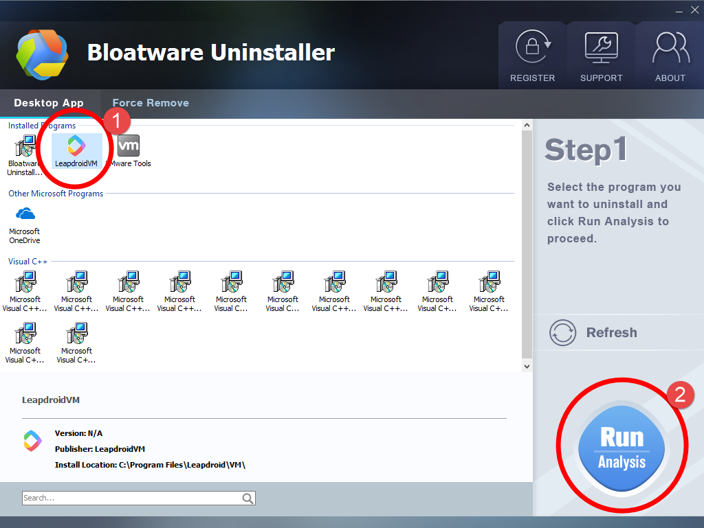 Remove LeapdroidVM with Bloatware Uninstaller