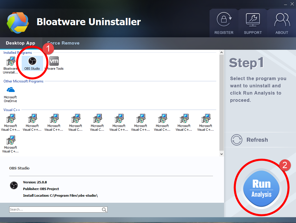 Remove OBS Studio with Bloatware Uninstaller