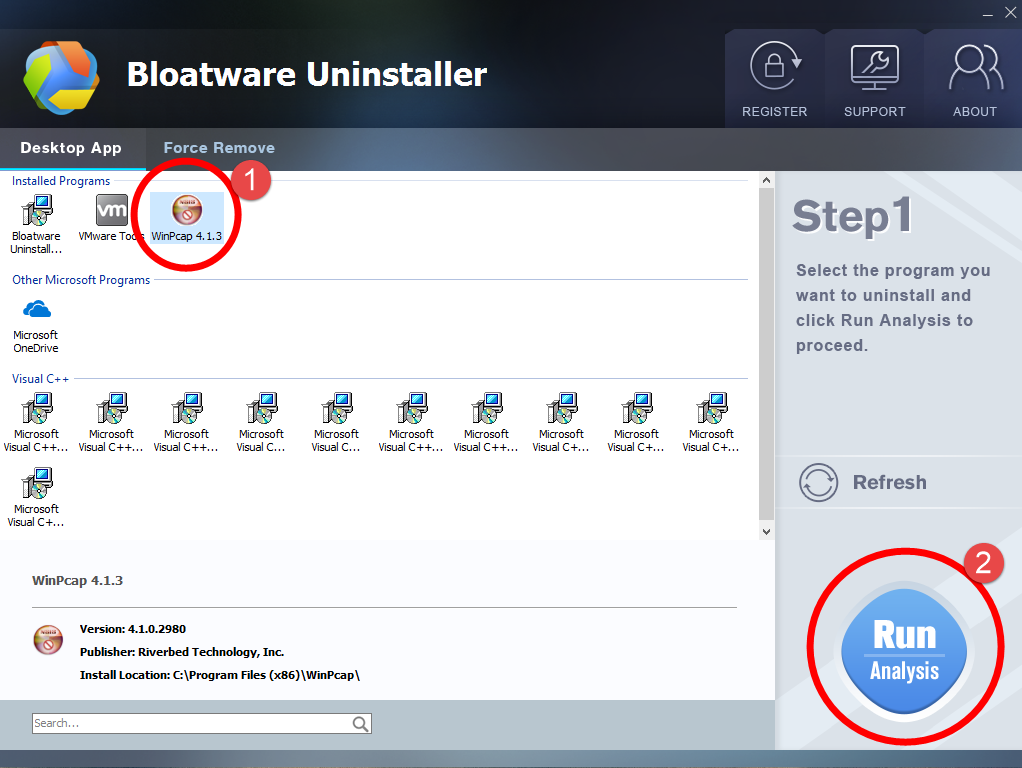 how to uninstall winpcap windows 10