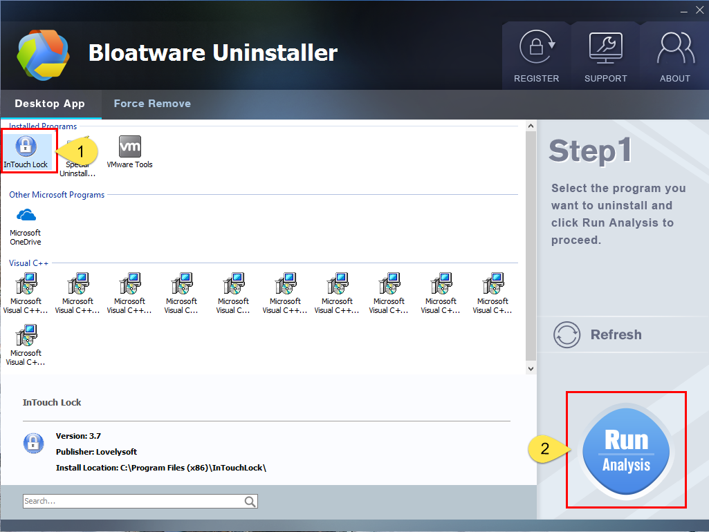 Remove InTouch Lock with Bloatware Uninstaller