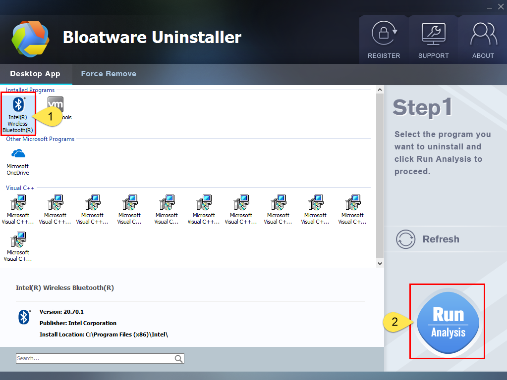 Remove Intel(R) Wireless Bluetooth(R) with Bloatware Uninstaller