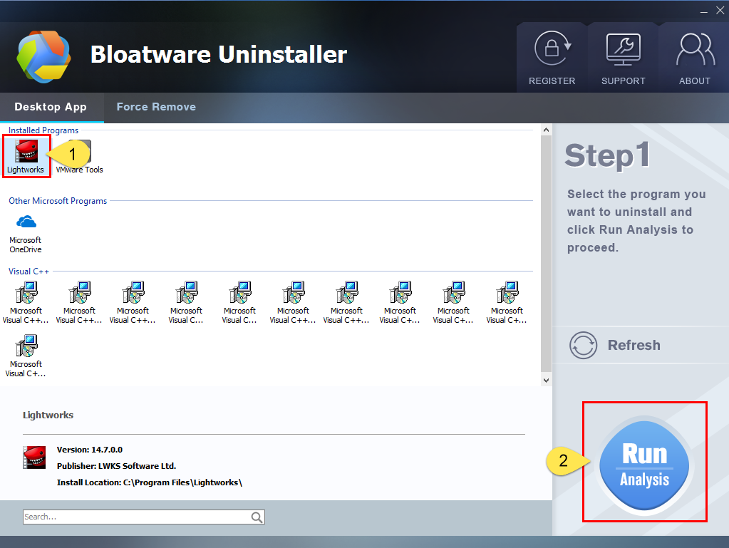 Remove Lightworks with Bloatware Uninstaller