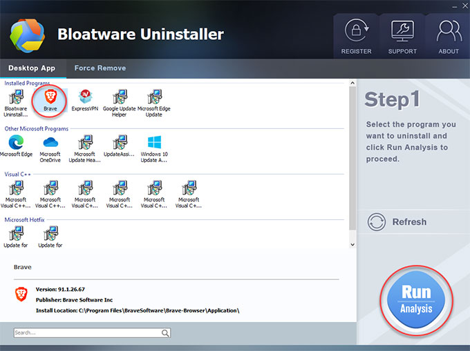 Uninstall Brave