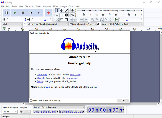 Audacity не запускается на windows 10