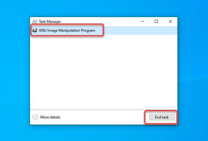 End GIMP task